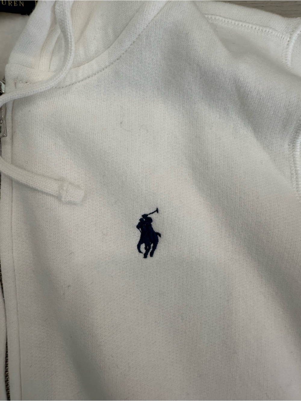 Polo Ralph Lauren White Full Zip Hoodie XS Pony Logo Fleece Sweatshirt - Picture 3 of 5